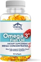 Roh Kecantikan Abadi Omega- 3 Minyak Ikan - EPA Potensi & DHA Tambahan untuk Jantung, Otak & Imune Dukungan - Mega Terkonsentrasi Formula - 60 Softgel