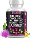 Milk Thistle NAC Chanca Piedra Beet Root Artichoke Deluon Root- Liver Suplement Plus Astragalus TudCA Choline & Ginger- 60 Count