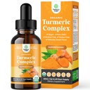 Caksin Turmeric Turmeric untuk Orang Dewasa - Turmeric Curcumin dengan Black Pepper, Cinnamon & Ginger Extract Liquid for Joint Pain, Mobility & Inflamation - Curcumin Drops for Immune Support - 60ml (2oz)