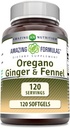 Amazing Formulas Oregano Oil dengan Ginger & Fennel Suplemen 124; 120 Softgels 14; Non-GMO 124; Gluten- Free 124; Made in USA