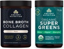 Nutrition Bone Brotth Collagen Powder, Pure, 30 pelayan + Organik Supergreens Powder, Hijau Flavor, 25 Hamba