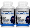NeuroShield, Suplemen Otak Nootropic Brain Booster dan Pendukung Ingatan, Berisi Huperzine A, Ginko Biloba, Basopa Plus Antioksidants untuk Kesehatan Otak, Multi- Ingreasi, 2 Botol, 180 Capsules