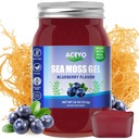 ACEYO (18 OZ) Irish Moss Gel Organic Raw Vegan Blueberry Flavor 102 Vitamin dan Minestray Wild Harowed None-GMO Defense Booster Digetsy Support