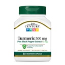 Abad ke-21 Turmeric 500 mg Plus Black Pepper Extract Vegetarian Capsules, 60 Count