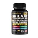 Shilajit Ashwagandha Rhodiola Rosea Panax Ginseng - untuk Pria dan Wanita - Shilajit Capsules - 60 Veggie Capsules