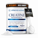 Approved Science Creatine Monohydrate Powder with BioPerine - Support Lean Muscle Growth and Recovery - 60 Servings - 5g Per Serving - Tanpa Rasa - Non-GMO, Vegan
