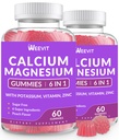 Sugar Free Calcium Gummies w / Vitamin D3 K2, Kalsium Magnesium Zinc Gummies for Bone, Muscle & Imune, Algae CA Magnesium 2: 1 Rasio Calcium Suplemen Perempuan & Pria - Vegan