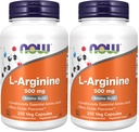 Suplemen SEKARANG, L-Arginine 500 mg, Nitric Oxide Precursor *, Acid Amino, 250 Veg Capsules (Paket 2)
