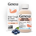 Genexa Kids 'Clean Cough & Chest Contraffic Medicine, Dye Free, 0% Artificial Addicitives, Multiptom Cough Syrough for Children 4-11, Cough Suppresant & Expectorant, Organik Blueberry Flavor, 4 fL oz