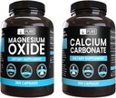 Murni Ingrediens asli Kalsium Karbonate dan Magnesium Oxide Bundle, 365 Capsules Masing-masing, Tidak ada Pembakar, Alwasy Pure