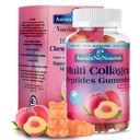 Multi Collagen Peptides Gummies, Sugar Free Hydrolyzed 5000mg Protein Type I, II, III, V, X dengan Biotin Hyaluronic Acid C A B6 B12 L- Glutathione untuk Skin Hair Nail Joint Bone -Peach Gummies