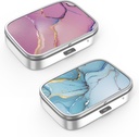 Pill Box 2 Comment Small Pill Case, Portable for Pocket atau Purse Pill Organizer Pill Container Hoder untuk Hold Vitamin, Medication, Fish Oil and Suplemen (2PCS)