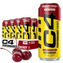 C4 Energy Karbonated Zero Sugar Energy Drink, Pre Workout Drink + Beta Alanine, Midnight Cherry, 16 Fl Oz (Paket 12)