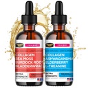 Collagen Mojo Liquid Collagen Peptides with Sea Moss, Burdock Root & Bladderwrack + Liquid Collagen Peptides with Ashwagandha, Elderberry & L- Theanine