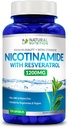 Generik Natural Vitamin Extra Strength Nicotinamide dengan Resveratrol 1200mg (Vitamin B-3) 120 Veggie Capsules Gluten Bebas & Non- GMO