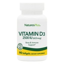 NaturesPlus Vitamin D3 (Cholecalferol) - 2500 iu, 90 Softgels - Bone Health, Heart Health & Imune System Suppplemen, Biovailable Active Form - Gluten- Free-90