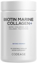 Codeage Biotin Marine Collagen Peptides - Wild- Caught Marine Collagen Types I & III, Biotin, Vitamin C & E, Acid Hyaluronic, Amino Acids, Fruit and Herb Blend, Non-GMO - 120 Capsules