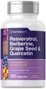 Horbäach Resveratrol Berberine Grape & Quercetin 124; dengan Blueberry & Red Wine Extract 124; 120 Capsules 126; Non-GMO, Gluten Free & Vegetarian Suplemen