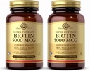 Solgar Biotin 5000 mcg - 50 Vegetable Capsules, Pack of 2 - Support Healthy Skin, Nails & Hair - Non-GMO, Vegan, Gluten Free, Dairy Free, Kosher - 100 Total Servings