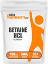 BelkSuplements.com Betaine HCI Powder - Betaine Hydrochloride Support, Digetical Support - Gluten Bebas, 750mg per Serving, 500g (1.1 lbs) (Paket 1)