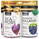 Collagen dan Sea Moss Gummies Bundle - Collagen Peptides, Irish Sea Moss, Biotin, Keratin, Bladderwrack - Suplemen Gummy untuk Kebal, Detox, Rambut sehat, Kulit dan Kuku - untuk Pria dan Perempuan
