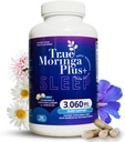 True Moringa Plus + Sleep Supplement 10: 1 Ekstraksi 124; 20.000.000 mg Organik Moringa, Chamomile, Passion, Root Valerian, Hibiscus untuk Relaxation 124; Bantuan Tidur Alam untuk Dewasa (150 Capsules)