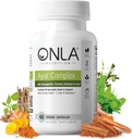 ONLA Vegan Ayurveda Herbal Suplemen (20-in- 1 Herbal Kapsul) - Suplemen Turmeric dengan Ashwagandha, Cinnamon, Triphala, Brahmi - Ingreasi Alam, Suplemen Energi Herbal (60 Cap)