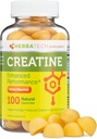 Creatine Monohydrate Gummies for Men and Women (100 Count, Large Bottle Size, 5.000 mg) Natural Chew Bulk Ukuran Dibuat di Amerika Serikat