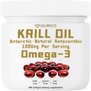 Tambahan Minyak Krill Antartika, Rich dalam EPA Omega- 3s, DHA & Astaxanthin, 10000mg Per Serving, Suplemen Jantung dan Imunitas, 300 Soft- Gels