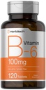 Horbaach Vitamin B6 100mg 124; 120 Vegetarian Tablet Pyridoxine HCI 124; Non-GMO & Gluten Free Supplemen