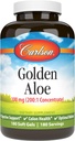 Carlson - Golden Aloe, 100 mg (200: 1 Konsentrat), Dukungan Digetsy & Colon Health, Optimal Wellness, 180 Softgels