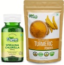 Organik ZING Spirulina Chlorella- 30Cap & Turmeric Powder - 227g