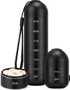 Zannaki Upgrade Large Metal Travel Pill Organizer, Waterproof Weekly Pill Box, Portable Aluminum Alloy Pill Case Container, BPA Free 7 Day Medicine Organizer Hoder for Vitamin, Pil, Tambahan
