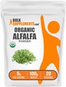 BulkSupplements.com Organic Alfalfa Grass Powder - Alfalfa Suplemen, Servis Superfood Hijau - Vegan & Gluten Bebas, 5g per Serving, 100g (3.5 oz) (Paket 1)