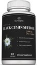 Premium Sunergik Hitam Cumin Minyak Softgel - 1,000mg dari Minyak Benih Hitam per Serving - Non GMO Dingin Menekan Nigella Sativa - termasuk Thymoquinone & Omega - 90 Softgeels