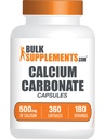 BulkSuplements.com Calcium Carbonate Kapsules - Calcium Carbonate Suplement, Calcium Carbonate 500mg - Calcium Supplement, Gluten Free, 2 Capsules per Serving, 360 Capsules (Paket 1)