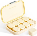 Daily Pill Organizer, 8 Comparts Portable Pill Case, Moisture- ProvicePill Case, Pill Dispensers, Travel Pill Container, untuk Hold Vitamins Colls Cover Loil More Tablet (Cream White)