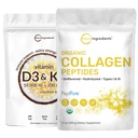 Mikro Ingrediens Vitamin D3 10.000 iu + K2 200 mcg Coconut Oil Softgels & Organic Collagen Peptides Powder Bundle 2 Pack 124; Estile Sunshine Vitamin 124; Hydrolyzed Tipe I & III Bovine Collagen