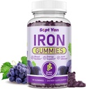 Iron Gummies for Women and Men, Iron Gummies with Folate, Vitamin B12, Zinc & D3 for Blood Building, Energy Boost, Ammune Support & Bone Health, Gentle Absorpsi, Vegan, Grape Favor 60ct