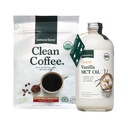 Natural Force Organic Clean Coffee + Creamy Vanilla MCT Oil Bundle - Flavarted MCT Creamer & Mold & Mold & Mycotaxine Free Coffee - Non-GMO, Keto, Paleo, and Vegan - 12 Oz Bag and 16 Oz Glass Bottle