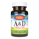 Carlson - A & D, 25000 IU (7500 mcg RAE) Vitamin A, 1000 IU (25 mcg) Vitamin D, Dukungan Vision, Skin Health, 100 Softgels