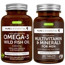 Absorpsi Tinggi Omega- 3 Wild Fish Oil + Methylated Men 's Multivitamin Bundle, 10000mg EPA & DHA 180 Softgels + Substained Rilis Multivitamin 180 Tablet, oleh Igennus