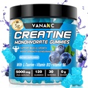 Creatine Monohydrate Gummies 5000 mg for Men & Women, Sugar Free, Low in Calories, with L-Taurine + Vitamin for Increasing Muscle Strength