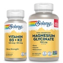 SOLARAY Vitamin D3 K2 dan Magnesium Glycinate - Bone Health Bundle - Calcium Absorpsi, Nerve, Heart and Imune Dukung w / 5000 IU Vitamin D, 350mg Chemated Magnesium, 60- Day Asurantee, 60ct / 120ct
