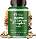 Mushroom Complex Capsules, 13-in- 1 Mushroom Suplement, Lion 's Mane, Reishi, Cordyceps, & More, Promotes Focus, Clarity, & Memory, Extract Suplement, 1 Month Supply, 60 Count