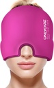 ONLYCARE Migraine Relief Cap, Upgraded Odorless Migraine Ice Head Wrap, Headache Reliche Hat for Migraine, Hot Pink