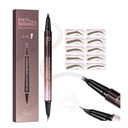 Pudaier 2-in-1 Curved Eyebrow Pen & Eyeliner dengan 10Pcs Blow Stalensil, Microblading Eyebrow Pencil, Waterproof & Long Lasting, Truffle