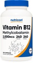 Nutricost Vitamin B12 (Methylcobalamin) 2000mcg, 240 Capsules - Vegetarian Caps, Non-GMO, Gluten Free B12 Supplemen