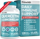 28-in- 1 Quercetin dengan Tambahan Bromelain untuk Dukungan Ammune Daily - Quercetin dengan Vitamin C dan Zinc untuk Dewasa Enriched dengan Vitamin D dan Elderberry (120ct)