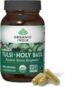 ORGANIC INDIA Tulsi Holy Basil Capsules - Holy Basil Extract - Holy Basil Leaf Suplement, Herbal Supplemen, Imune Dukungan, Stress Relief, Vegan, Gluten- Free, Kosher, Organik, Non-GMO - 60 Capsules